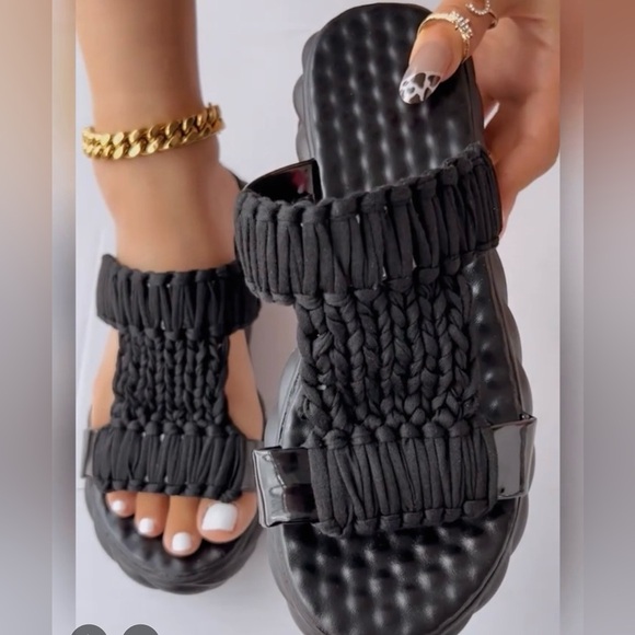 Summer Soft Sole Braided Sandals - Women's Solid Color Platform - Picture 6 of 15